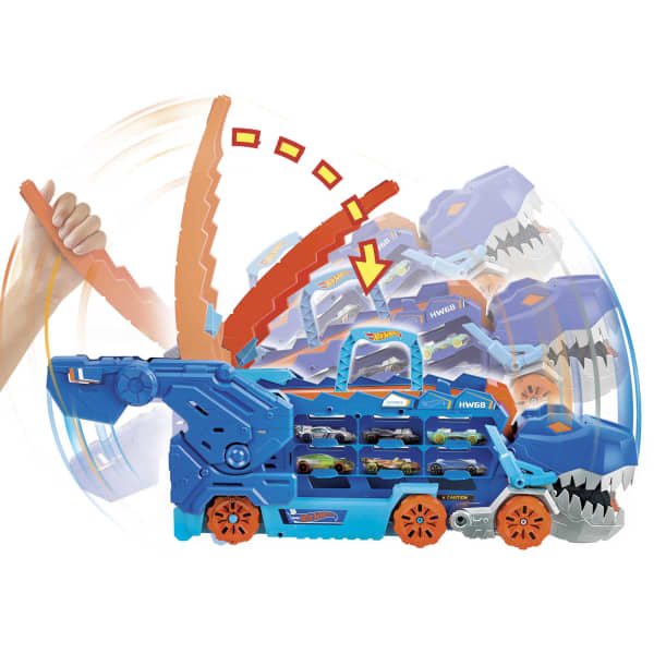 Mattel Hot Wheels City-Transporteur T-Rex Pour +20 Voitures Piste De Course