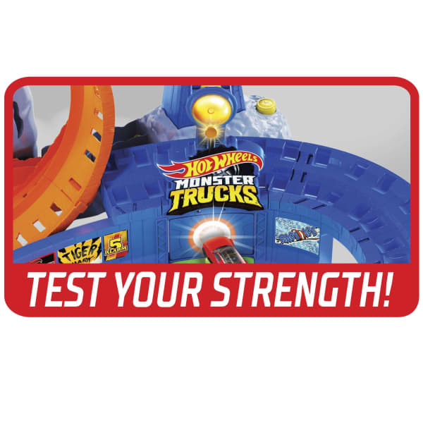 Mattel Hot Wheels Monster Trucks 1:64 Scale Race Ace Toy Truck And Volcano Playset