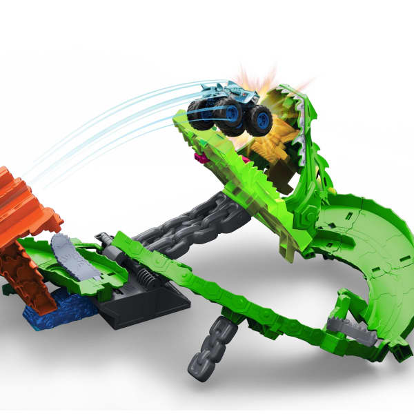 Mattel Hot Wheels Monster Trucks-Coffret Piste Dragon Sharks Vs. Dinos