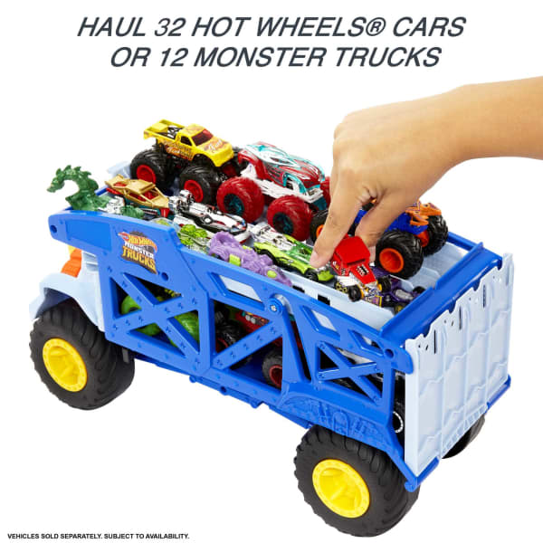 Mattel Hot Wheels Monster Trucks Monster Mover Rhino Hauler Gift For Kids 3 Years & Up