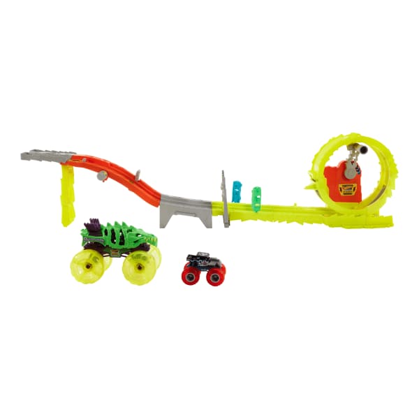 Mattel Hot Wheels Monster Trucks Pista De Brinquedo Arena Energia De Demolição Recarregue Energia E Destrua