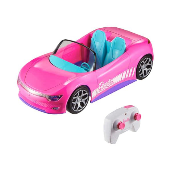 mattel Hot Wheels RC Barbie Convertible & 2 Barbie Dolls Battery-Powered Remote-Control Toy Car