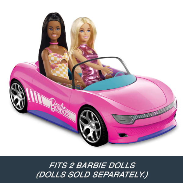 Mattel Hot Wheels RC Barbie Convertible Battery-Powered Remote-Control Toy Car Fits 2 Barbie Dolls