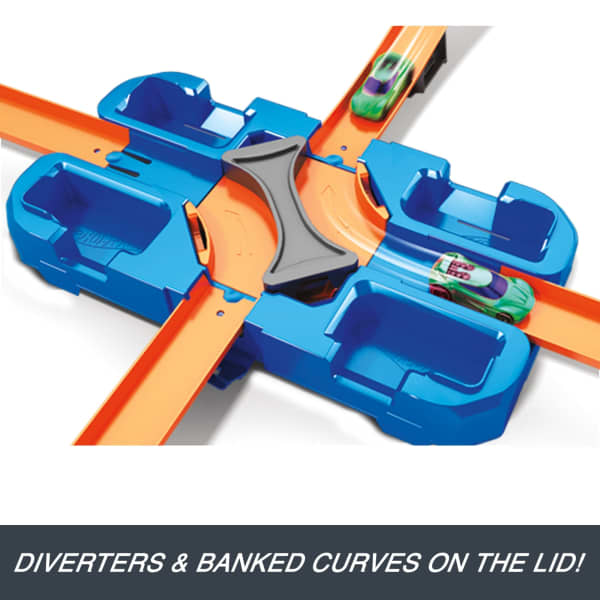 Mattel Hot Wheels Track Builder Playset Deluxe Stunt Box With 25 Component Parts & 1:64 Scale Toy Car