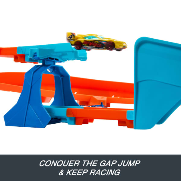 Mattel Hot Wheels Track Creator Boosted Jump Speedway Set With 1:64 Scale Toy Car & Motorized Booster