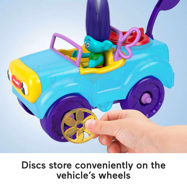 Mattel Imaginext Dreamworks Trolls Branch Figure And Buggy Toy Car With Projectile Launcher 4 Pieces
