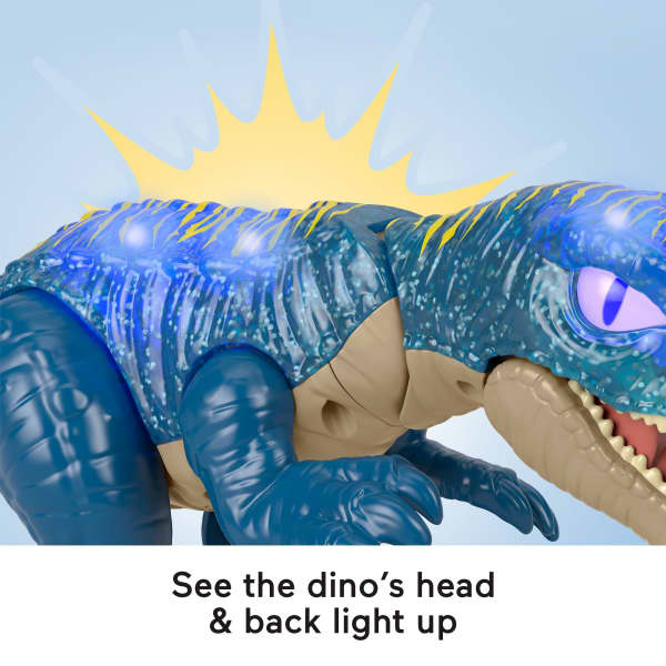 Mattel Imaginext Jurassic World Growl & Glow Baryonyx Dinosaur Toy With Lights Sounds & Chomping Action