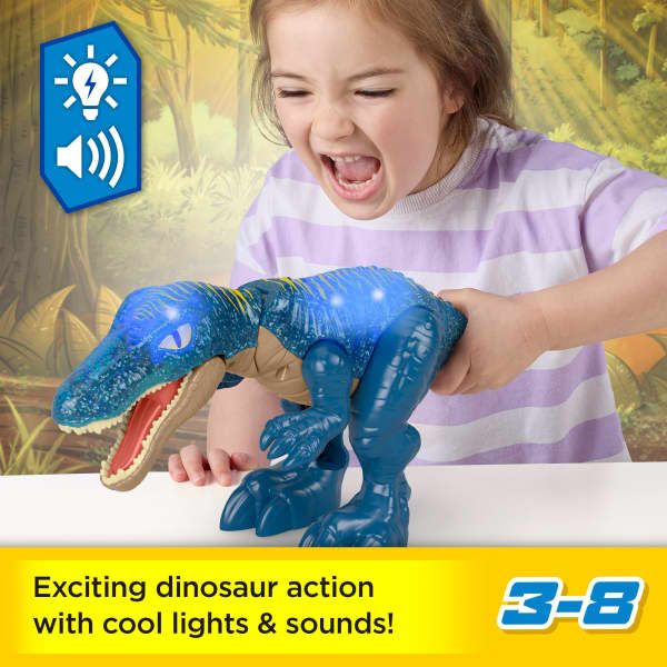 mattel Imaginext Jurassic World Growl & Glow Baryonyx Dinosaur Toy With Lights Sounds & Chomping Action