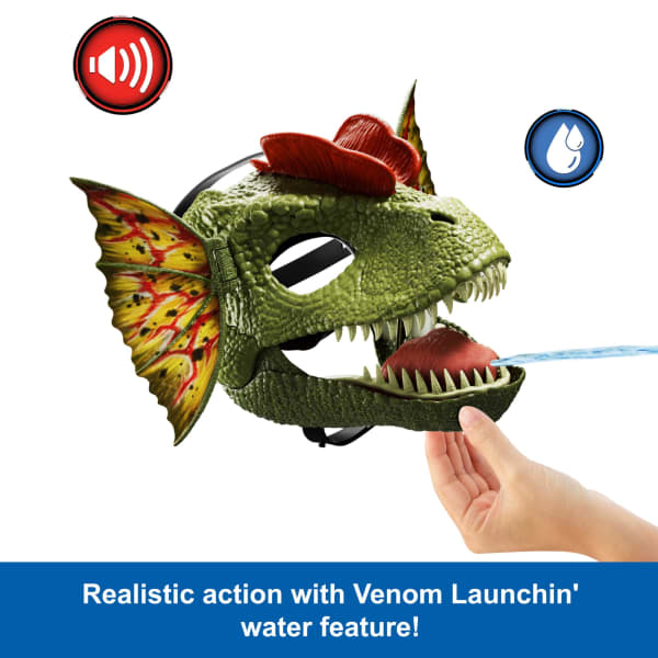Mattel Jurassic World Dilophosaurus Role Play Mask With Sound & Water-Shooting Feature Frill