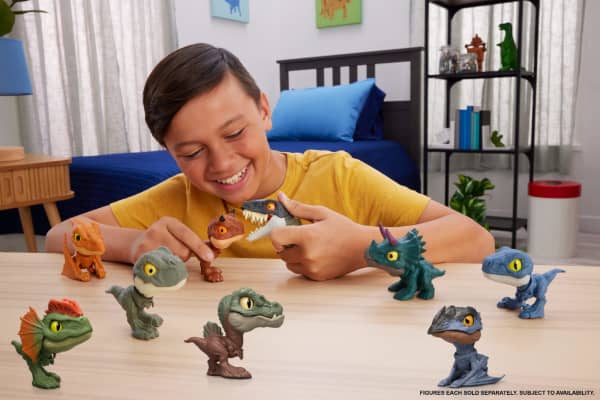 mattel Jurassic World Mighty Little Biters Dinosaur Toy With Bite Action Eye Change Collectible Figure