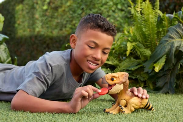 mattel Jurassic World Rebirth Primal Protector Aquilops Dolores interactive Dinosaur Toy Attack & Sounds