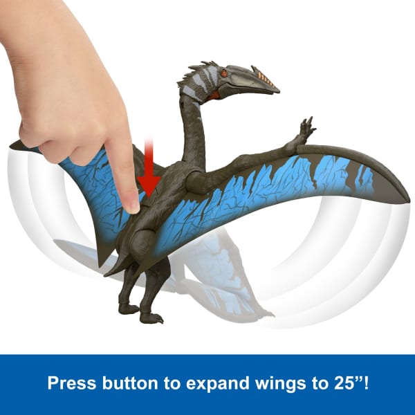 mattel Jurassic World Rebirth Quetzalcoatlus Action Figure Winged Dinosaur Toy With Sound Aerial Ambush