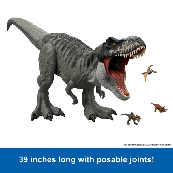Mattel Jurassic World Rebirth Super Colossal Tyrannosaurus Rex Action Figure T-Rex Dinosaur Movie Toy
