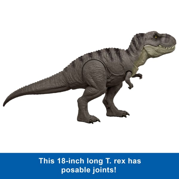 Mattel Jurassic World Rebirth Tyrannosaurus Rex Action Figure Dinosaur Toy T-Rex Chomp Attack