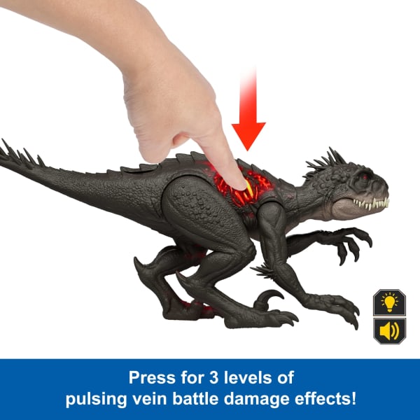 Mattel Jurassic World Ultimate Damage Scorpios Rex Dinosaur Toy Figure With Damage Light & Sound Toy