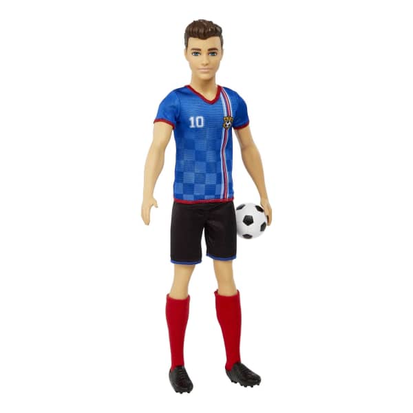 Mattel Ken Soccer Doll Cropped Hair #10 Uniform Soccer Ball Cleats Socks 3 & Up