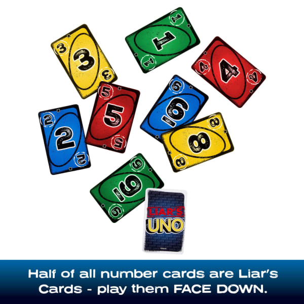 Mattel Liar's UNO Card Game For Adults Kids Families Parties & Game Nights Trick Play & Bluffing