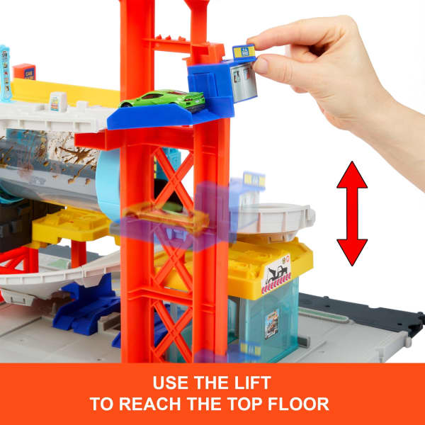 Mattel Matchbox Spin Cyclone Car Wash Playset With 1:64 Scale Die-Cast Toy Corvette & Tow Truck