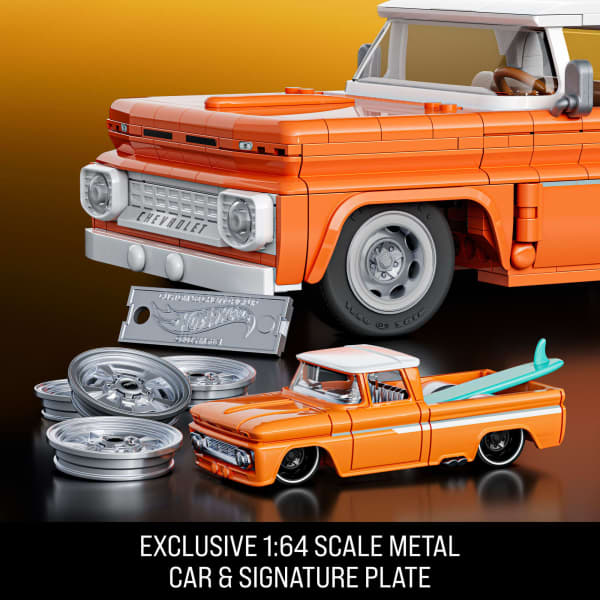 Mattel Mattel Brick Shop Hot Wheels Custom ’62 Chevy Pickup Building Toy Kit (858 Pieces) For Collectors