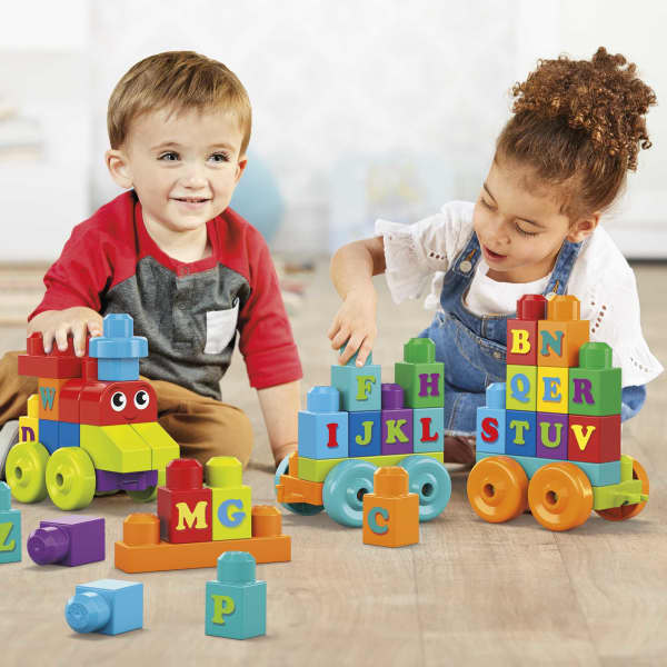 Mattel MEGA BLOKS ABC Learning Train Fisher Price Building Toy Blocks (60 Pieces) For Toddler