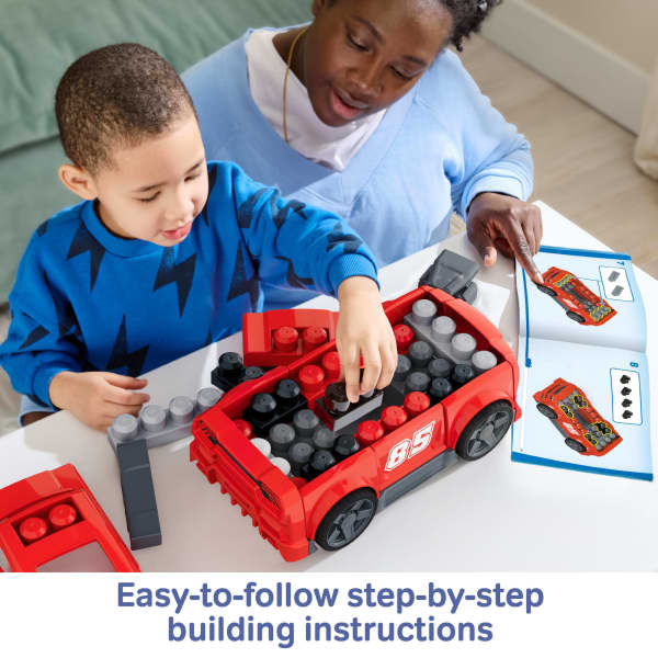 Mattel MEGA Bloks Build & Go Race Car Block Toy With Rolling Wheels (26 Pieces) For Kids