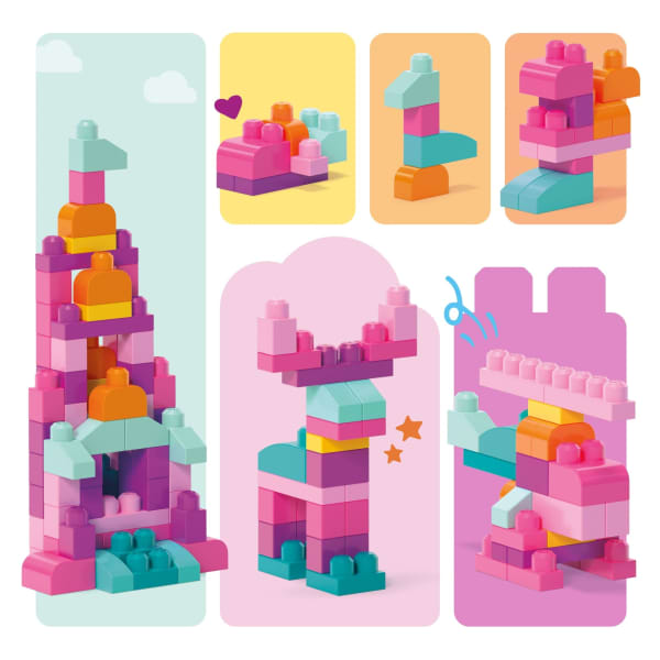 Mattel MEGA BLOKS First Builders Big Building Bag Toy Blocks With Storage Bag (80 Pieces) For Toddler