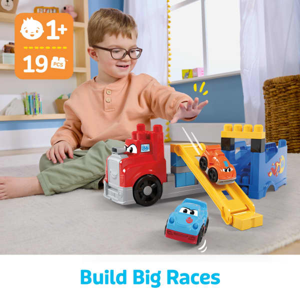 mattel MEGA BLOKS First Builders Build & Race Rig Toy Blocks (19 Pieces) For Toddler