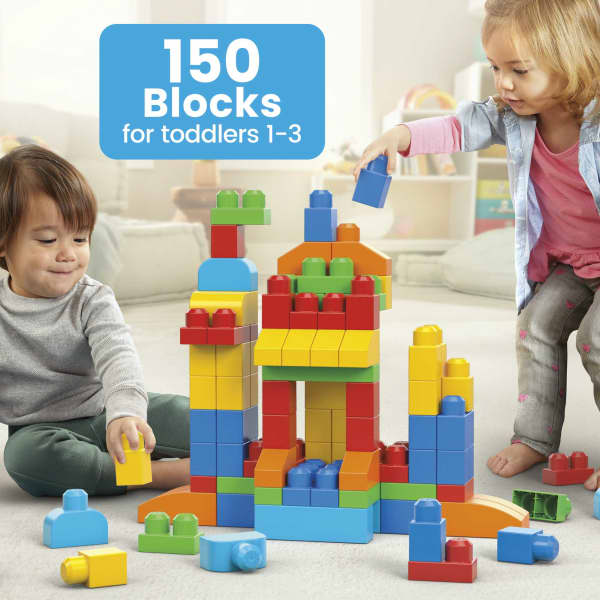 mattel MEGA BLOKS First Builders Deluxe Building Bag Toy Blocks With Storage Bag (150 Pieces) For Toddler