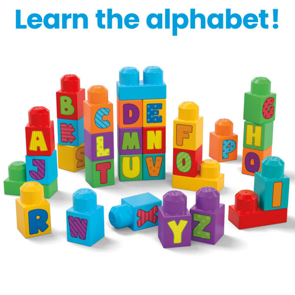 Mattel MEGA Bloks Fisher-Price ABC Building Bag Block Toy With Storage (30 Pieces) For Toddler