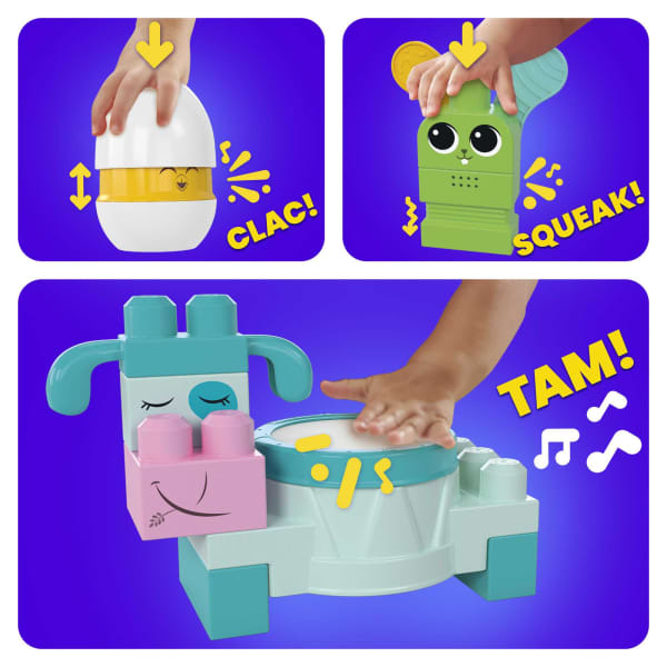 Mattel MEGA Bloks Fisher Price Musical Farm Band Sensory Block Toy (45 Pieces) For Toddler