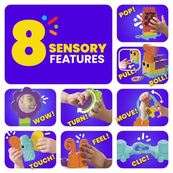 Mattel MEGA Bloks Move N Groove Caterpillar Sensory Building Toys For Toddlers 1-3 (30 Pcs)