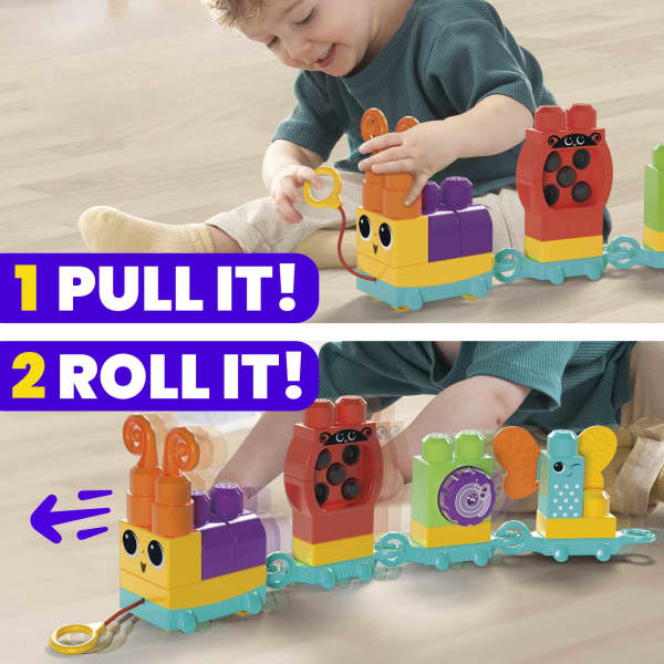Mattel MEGA Bloks Move N Groove Caterpillar Sensory Building Toys For Toddlers 1-3 (30 Pcs)