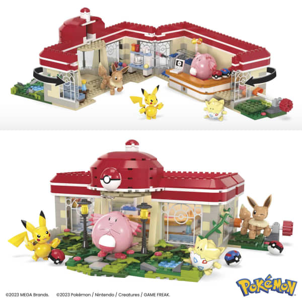 Mattel MEGA Pokémon Building Toy Kit Forest Pokémon Center (648 Pieces) With 4 Action Figures