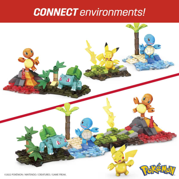 Mattel MEGA Pokémon Building Toy Kit Kanto Region Team With 4 Figures (130 Pieces) For Kids