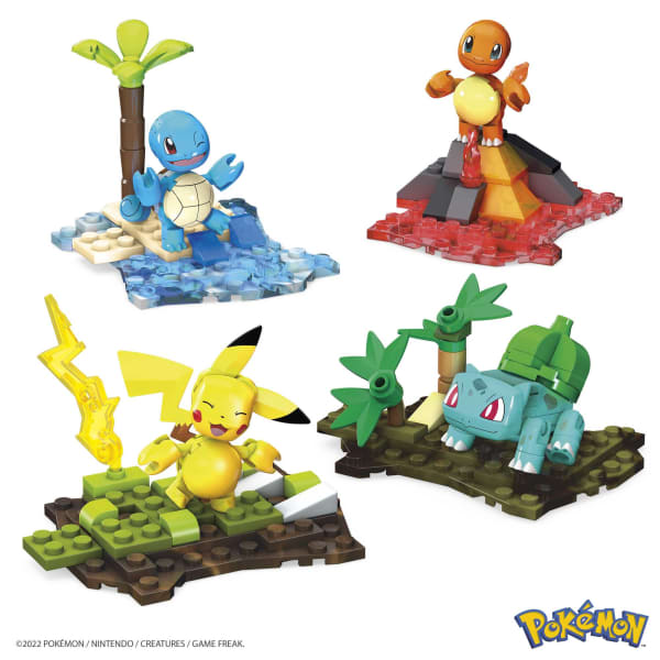 mattel MEGA Pokémon Building Toy Kit Kanto Region Team With 4 Figures (130 Pieces) For Kids