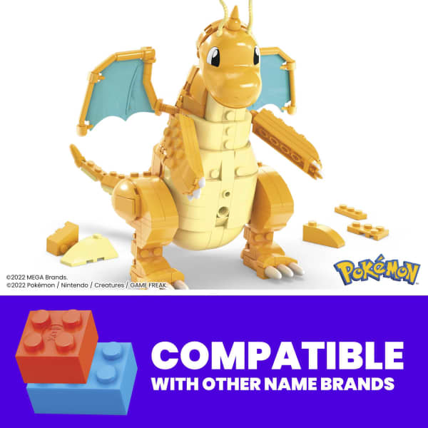 Mattel MEGA Pokémon Dragonite Large Scale Figure With Motion Building Set For Kids (388 Pcs)