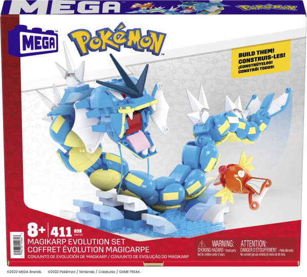 Mattel MEGA Pokémon Magikarp Building Toy Kit With 2 Action Figures (411 Pieces) For Kids