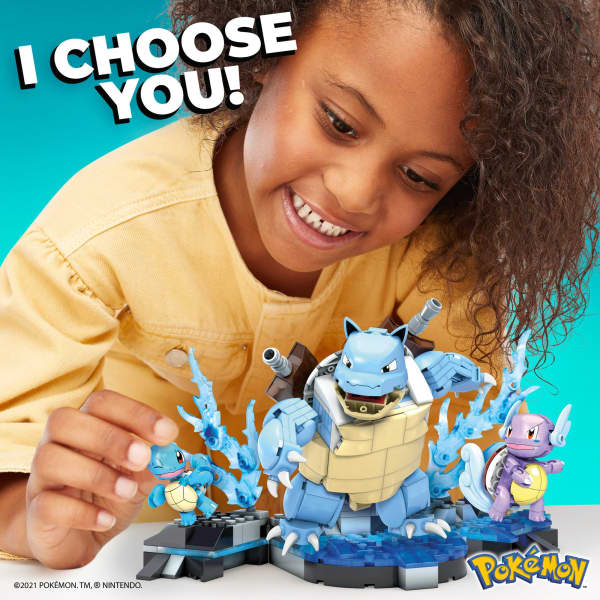 mattel MEGA Pokémon Squirtle Building Toy Kit With 3 Action Figures (379 Pieces) For Kids
