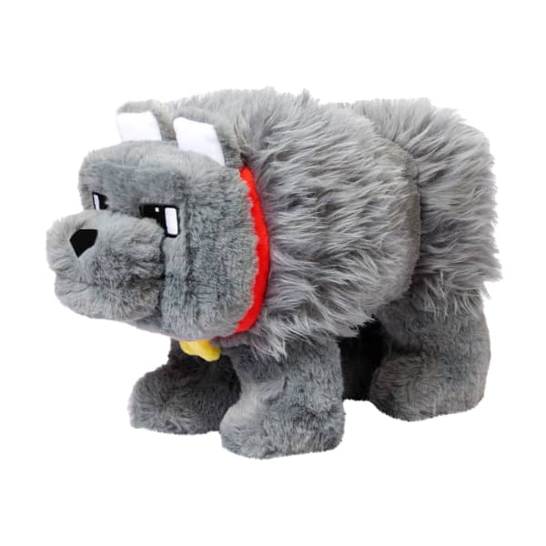 Mattel Minecraft Dennis The Wolf Interactive Plush Toy With Sounds & Moving Mouth Inspired By The Movie