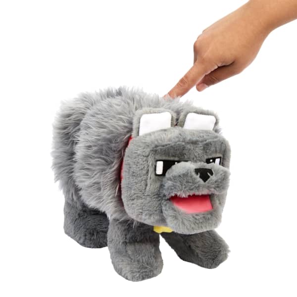 Mattel Minecraft Dennis The Wolf Interactive Plush Toy With Sounds & Moving Mouth Inspired By The Movie