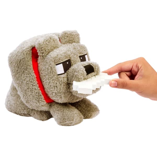 Mattel Minecraft Food Mode Dennis Plush Interactive Toy With Sounds & Bone Accessory Inspired By The Movie