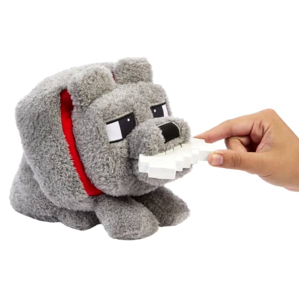 Mattel Minecraft Food Mode Dennis Plush Interactive Toy With Sounds & Bone Accessory Inspired By The Movie