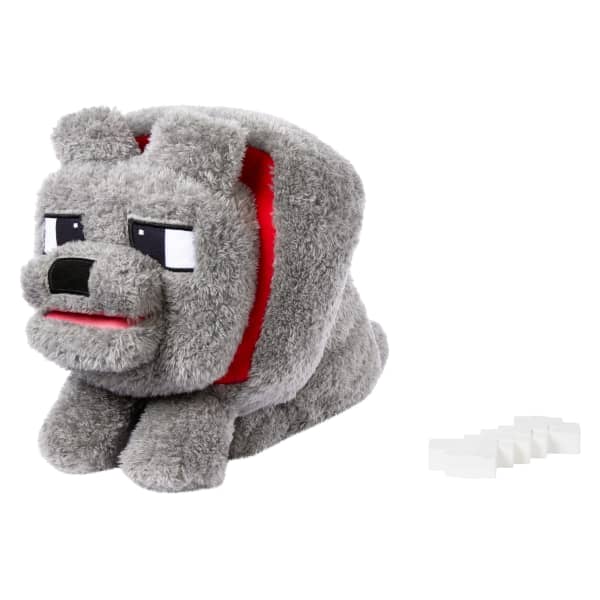 Mattel Minecraft Food Mode Dennis Plush Interactive Toy With Sounds & Bone Accessory Inspired By The Movie