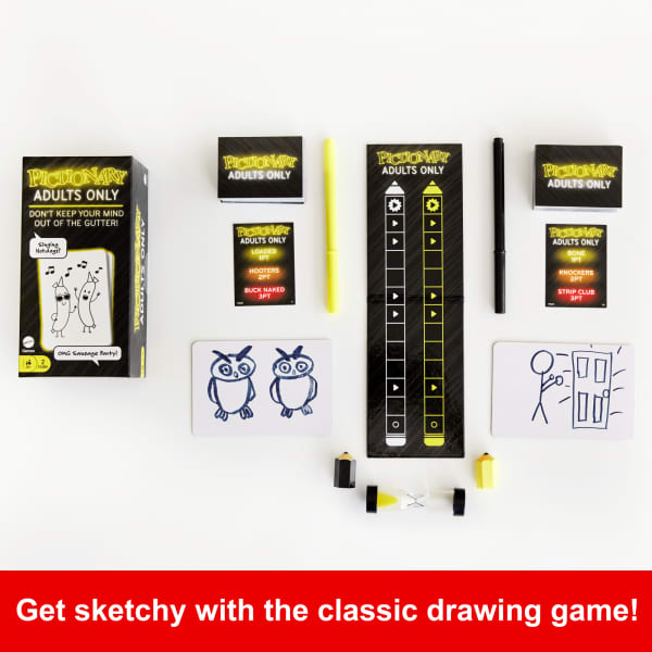 Mattel Pictionary Adults Only Party Game For Adults And Game Night Drawing Game With Silly Sketches