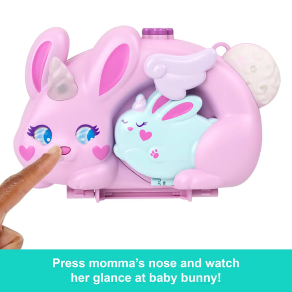 Mattel Polly Pocket 2-In-1 Bunny Fun Compact Wearable Purse Playset With 2 Dolls & 12 Accessories Including Pets