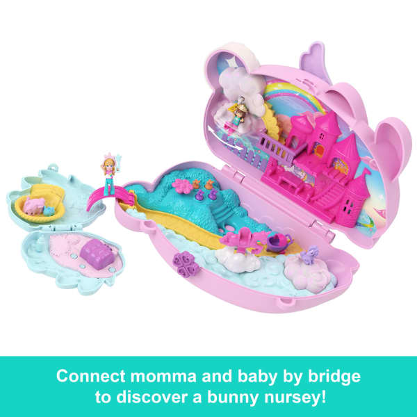 Mattel Polly Pocket 2-In-1 Bunny Fun Compact Wearable Purse Playset With 2 Dolls & 12 Accessories Including Pets