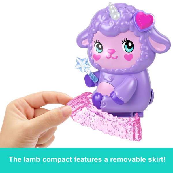 Mattel Polly Pocket Cozy Dreamland Lamb Compact Playset With 1 Micro Doll And Pet Unicorn Travel Toy With Food & Styling Accessories
