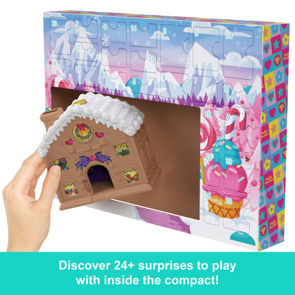Mattel Polly Pocket Doll And Playset 2025 Advent Calendar Diy Gingerbread House With Dollhouse Furniture And 24+ Holiday Accessories