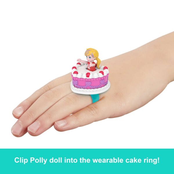 mattel Polly Pocket Doll & Playset Mattel 80th Anniversary Ring Box Jewelry Box With Pet And Wearable Ring Celebration Theme