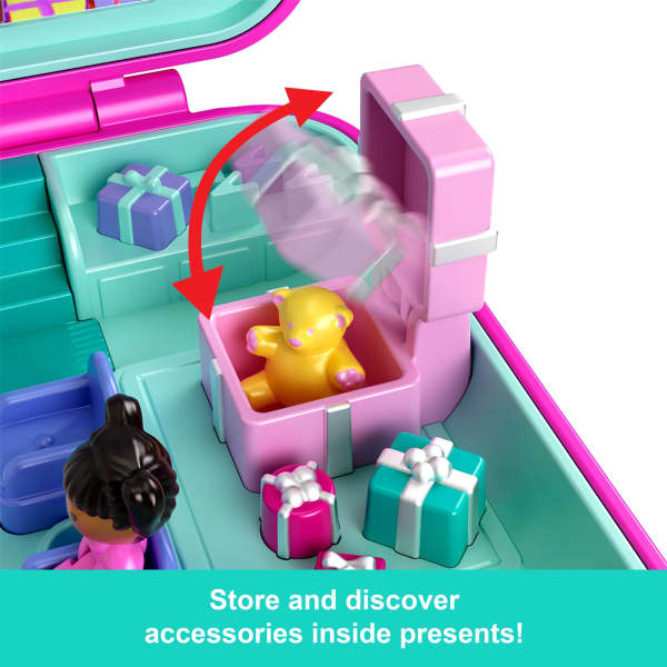 Mattel Polly Pocket Doll & Playset Mattel 80Th Heritage Compact Doll House With Celebration Theme 1 Pet And Furniture